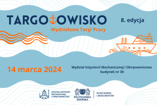 Na plakacie namalowane są niebieskie fale oraz przepływający statek w kolorze pomarańczowym. Umieszczono informację z nazwą oraz miejscem wydarzenia. iraz 