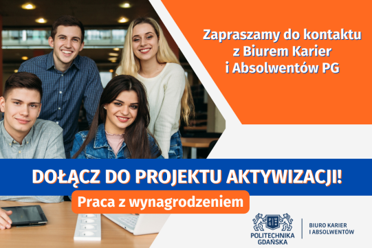 Na palakcie widoczne są 4 młode osoby oraz hasło: Dołącz do projektu aktywizacji 
