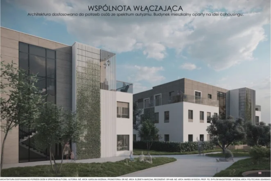 Na zdjęciu znajduje się wizualizacja budynku dla osób ze spektrum autyzmu