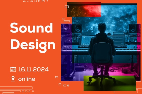 Na pomarańczowym tle znajduje się informacja o webinarze