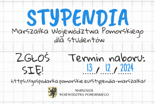 Na zdjęciu znajduje się informacja o stypendiach