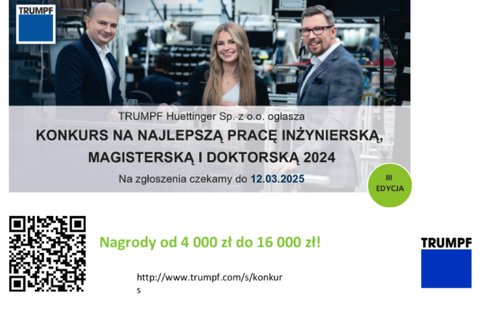 Na zdjęciu trzy postacie i informacja o konkursie