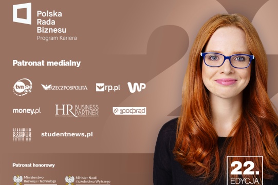 Na zdjęciu kobieta oraz informacja o programie