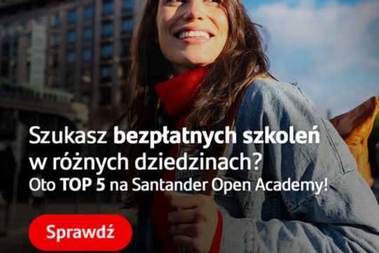 Na zdjęciu kobieta oraz tekst o szkoleniach