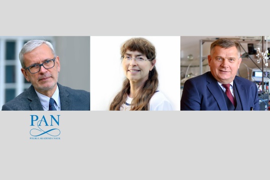 członkowie PAN - od lewej prof. Mrozowski, prof. Kostek, prof. Darowicki