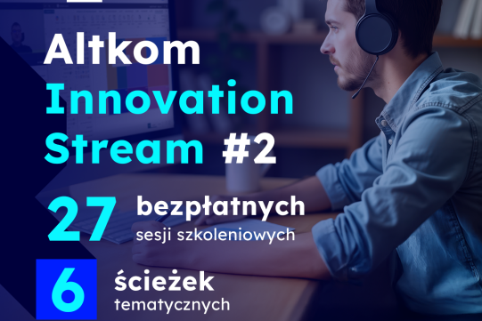 Na granatowym tle informacja o wydarzeniu