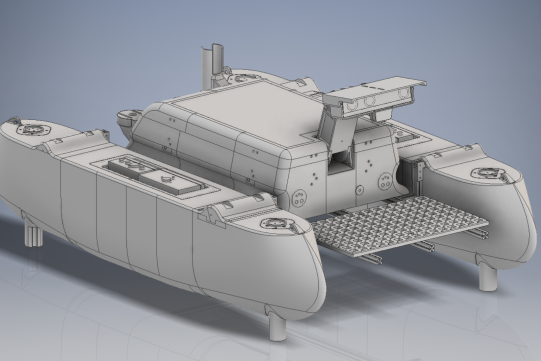Model założeniowy ASV Zimorodek opracowany przez zespół KN SimLE SeaSentinel z Politechniki Gdańskiej