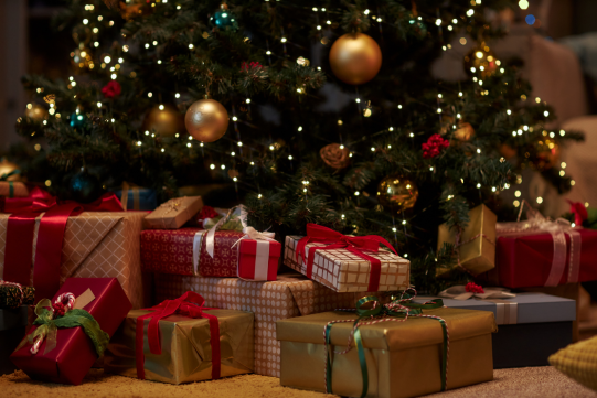 Christmas presents under the christmas tree