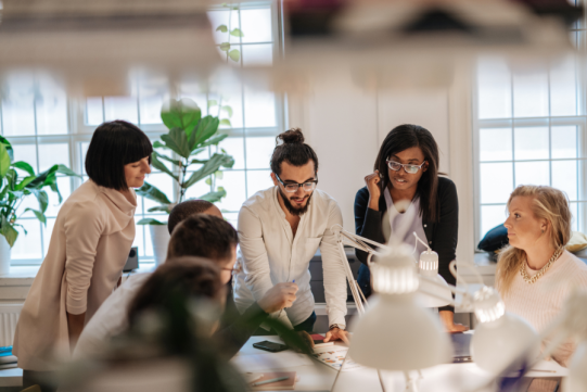 people smiling while working