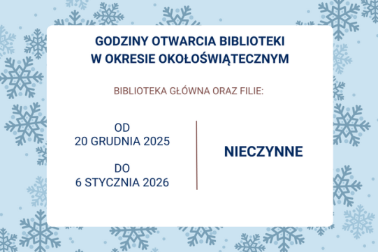 Biblioteka PG w okresie świąteczno-noworocznym
