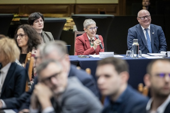 Uczestnicy konsultacji, na 1 planie rektor PG, wiceminister i szefowa zespołu opracowującego strategię