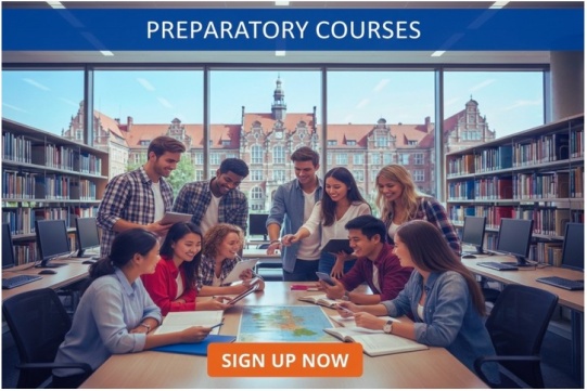 Studenci siedzący przy stoliku na tle PG