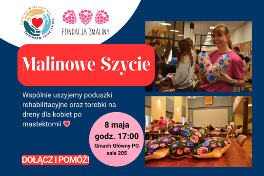 Malinowe Szycie na PG - wspólnie uszyjmy poduszki dla kobiet po mastektomii