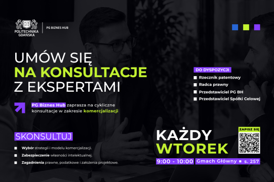 Cykliczne konsultacje z ekspertami w PG Biznes Hub na Politechnice Gdańskiej