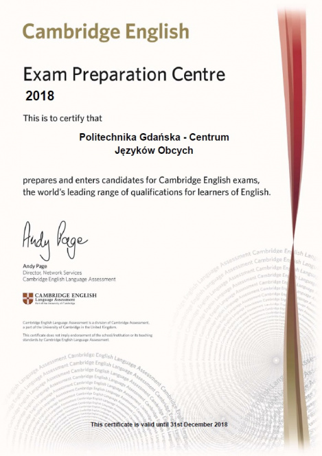 Cambridge English Preparation Centre Certificate