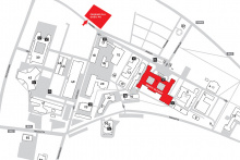 Mapa PG z zaznaczonym parkingiem na Fiszera 