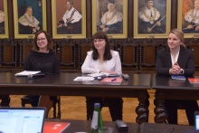 Panel HR. Od lewej: Katarzyna Dzięcielewska, dr inż. Agnieszka Lendzion i Anna Modrzejewska. Fot. Krzysztof Krzempek / Politechnika Gdańska