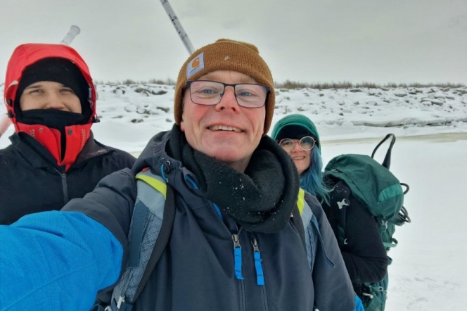 Badania terenowe na zamarzniętym Zalewie Wiślanym