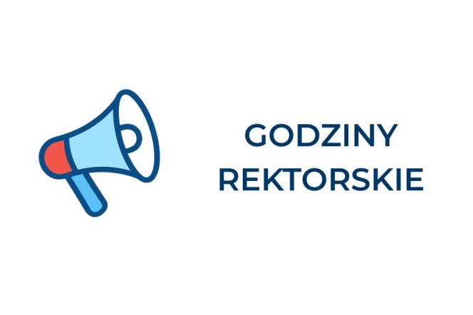 Grafika z megafonem i napisem Godziny rektorskie 