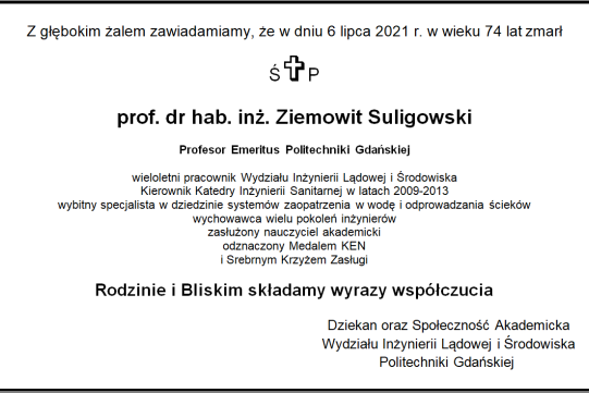 Kondolencje prof Ziemowit Suligowski