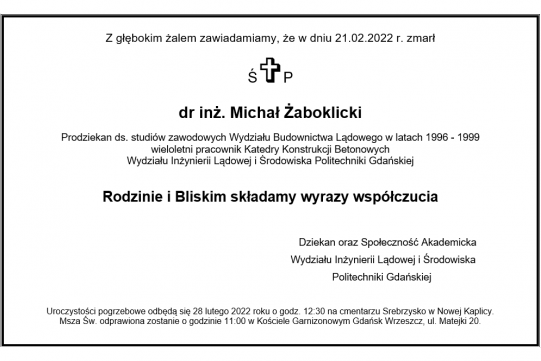 Kondolencje-dr Michał