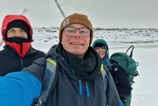 Badania terenowe na zamarzniętym Zalewie Wiślanym
