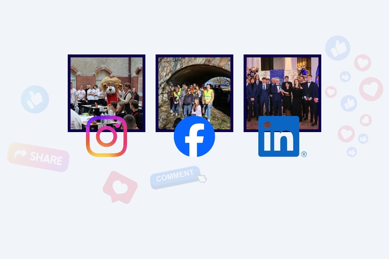 grafika -Bądź na bieżąco z naszymi social mediami!