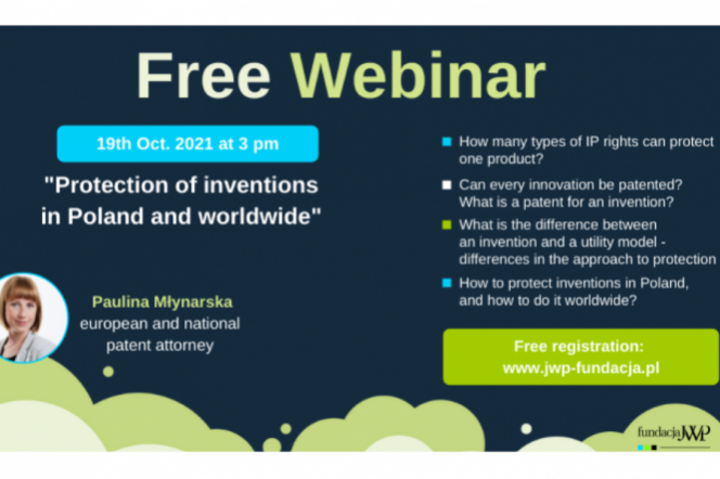 Protection of inventions in Poland and worldwide - JWP Foundation invite for webinar