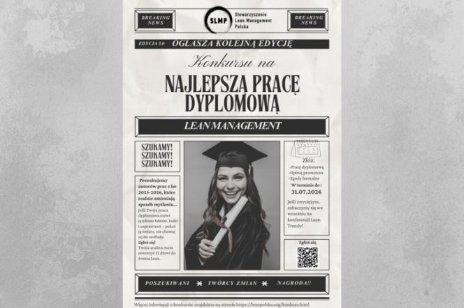Konkurs na najlepszą pracę dyplomową z zakresu Lean Management. Zgłoś się