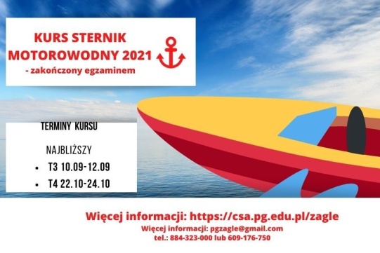 Sekcja Żeglarska PG zaprasza na kurs na patent sternika motorowodnego. Zapisz się!