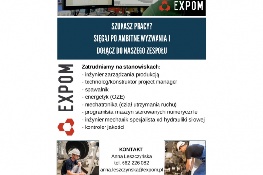 Kontroler jakości, spawalnik, energetyk i nie tylko. Firma Expom szuka pracowników