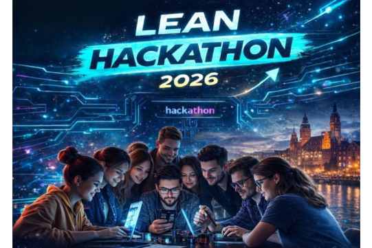 Plakat z nazwą konkursu Lean Hackathon 2026