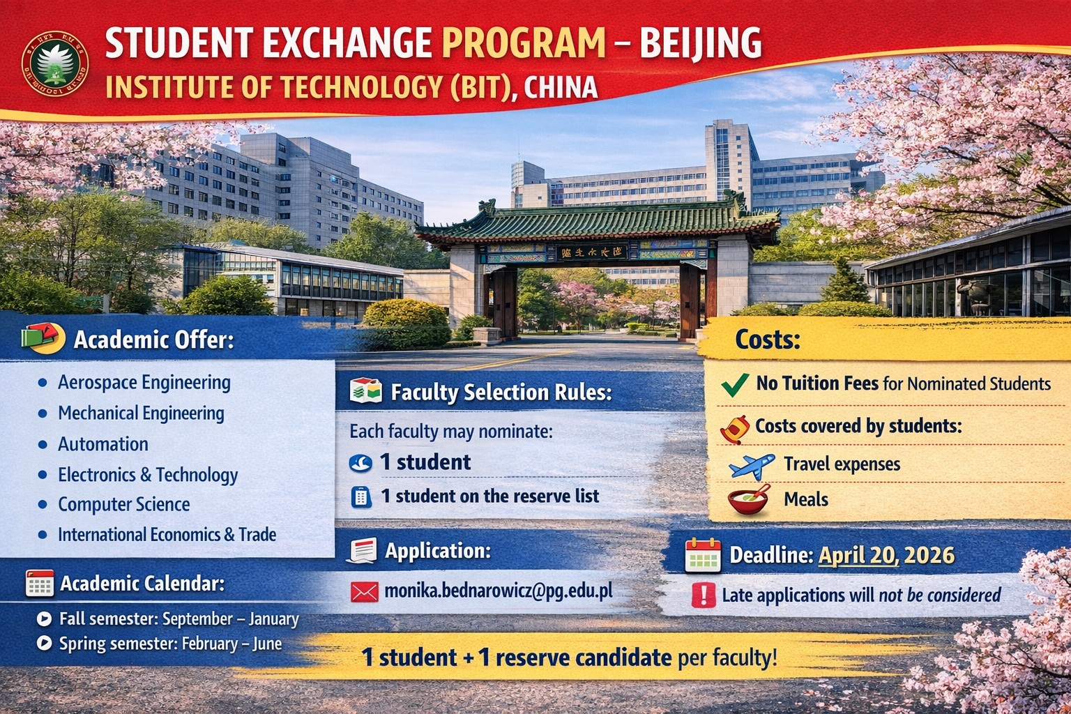 Student Exchange Program – Beijing Institute of Technology (BIT), China ...